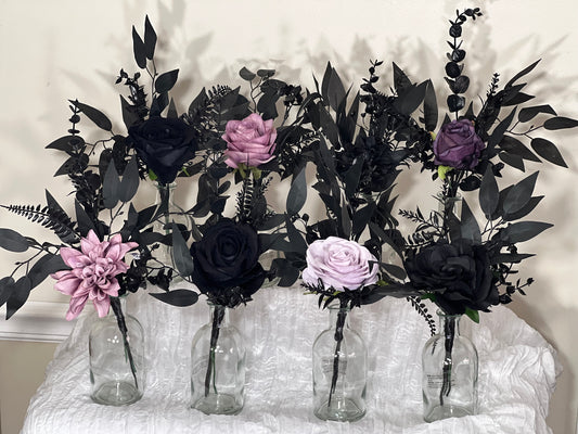 Set of 8 Centerpiece Black Purple for Bud Vase Wedding Centerpiece Black Table Decor Centerpiece Artificial Flower Table Dark Purple