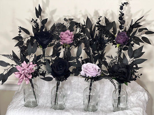 Centerpiece Black Purple for Bud Vase Wedding Centerpiece Black Table Decor Centerpiece Artificial Flower Table Dark Purple